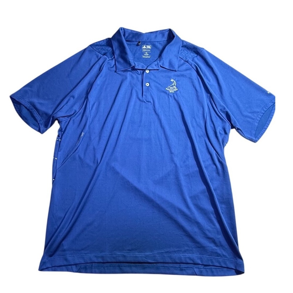 Adidas Golf ClimaCool Polo Shirt Mens 2XL Royal Blue Short Sleeve 3-Stripe-2156